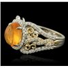 Image 5 : 14KT White Gold 4.00ct Opal and Diamond Ring