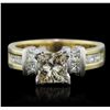 Image 4 : 14KT Yellow Gold 1.56ctw Princess Cut Diamond Ring
