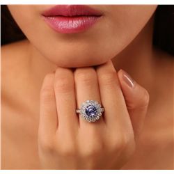 14KT White Gold 2.27ct Tanzanite and Diamond Ring