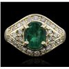 Image 4 : 14KT Yellow Gold 2.01ct Emerald and Diamond Ring