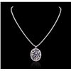 Image 4 : 18KT White Gold 3.84ctw Tanzanite and Diamond Necklace