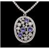 Image 5 : 18KT White Gold 3.84ctw Tanzanite and Diamond Necklace