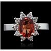 Image 4 : 14KT White Gold 3.50ct Orange Sapphire and Diamond Ring
