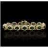 Image 4 : 14KT Yellow Gold 12.10ct Emerald and Diamond Bracelet