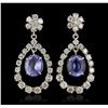 Image 4 : 14KT White Gold 7.22ct Tanzanite and Diamond Earrings
