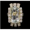 Image 3 : 14KT Yellow Gold 7.54ct Aquamarine and Diamond Ring
