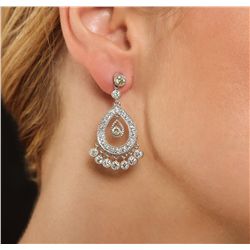 14KT White Gold 4.07ctw Diamond Dangle Earrings