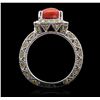 Image 6 : 14KT White Gold 3.03ct Coral and Sapphire Ring