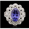 Image 4 : 14KT White Gold 3.39ct Tanzanite and Diamond Ring