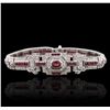 Image 5 : 14KT White Gold 4.45ctw Ruby and Diamond Bracelet
