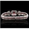 Image 6 : 14KT White Gold 4.45ctw Ruby and Diamond Bracelet