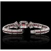 Image 7 : 14KT White Gold 4.45ctw Ruby and Diamond Bracelet