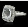 Image 4 : 14KT White Gold 6.54ct Aquamarine and Diamond Ring