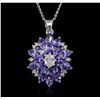 Image 5 : 14KT White Gold 3.96ctw Tanzanite and Diamond Pendant With Chain