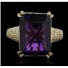 Image 4 : 14KT Yellow Gold 13.33ct Amethyst and Diamond Ring