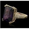 Image 5 : 14KT Yellow Gold 13.33ct Amethyst and Diamond Ring