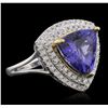 Image 5 : 14KT Two-Tone Gold 4.70ct Tanzanite and Diamond Ring