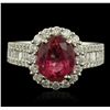 Image 4 : 14KT White Gold 2.84ct Tourmaline and Diamond Ring