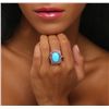 Image 3 : 18KT White Gold 7.60ct Turquoise, Ruby and Diamond Ring