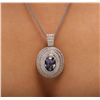 Image 2 : 14KT White Gold 9.50ct Tanzanite and Diamond Pendant with Chain
