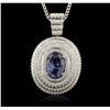 Image 4 : 14KT White Gold 9.50ct Tanzanite and Diamond Pendant with Chain