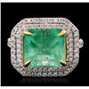 Image 4 : 14KT Two-Tone Gold 5.25ct Emerald and Diamond Ring