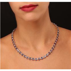 14KT Yellow Gold 38.71ctw Tanzanite and Diamond Necklace