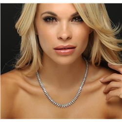 Platinum 20.76ctw Diamond Tennis Necklace