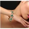 Image 2 : 14KT Yellow Gold 37.2ctw Emerald and Diamond Bracelet