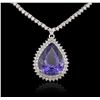 Image 4 : 14KT White Gold 11.55ct GIA Certified Tanzanite and Diamond Necklace