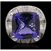 Image 4 : 18KT White Gold GIA Certified 19.06ct Tanzanite and Diamond Ring