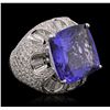 Image 5 : 18KT White Gold GIA Certified 19.06ct Tanzanite and Diamond Ring
