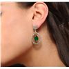 Image 1 : 14KT Yellow Gold 5.91ct Emerald and Diamond Earrings