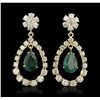 Image 4 : 14KT Yellow Gold 5.91ct Emerald and Diamond Earrings
