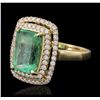 Image 5 : 14KT Yellow Gold 3.77ct Emerald and Diamond Ring