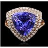 Image 4 : 14KT Rose Gold 6.54ct Tanzanite and Diamond Ring