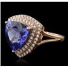 Image 5 : 14KT Rose Gold 6.54ct Tanzanite and Diamond Ring