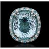 Image 5 : 18KT Two-Tone Gold GIA Certified 39.59ctw Paraiba Tourmaline and Diamond Ring
