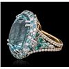 Image 6 : 18KT Two-Tone Gold GIA Certified 39.59ctw Paraiba Tourmaline and Diamond Ring