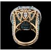 Image 7 : 18KT Two-Tone Gold GIA Certified 39.59ctw Paraiba Tourmaline and Diamond Ring