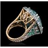 Image 8 : 18KT Two-Tone Gold GIA Certified 39.59ctw Paraiba Tourmaline and Diamond Ring