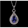 Image 4 : 18KT White Gold 7.53ct Tanzanite and Diamond Pendant With Chain