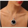 Image 1 : 14KT White Gold 101.06ct Black and White Diamond Pendant With Chain