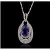 Image 4 : 18KT White Gold 2.80ct Tanzanite and Diamond Pendant With Chain