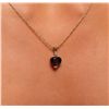 Image 2 : 14KT Yellow Gold 2.19ct Garnet and Diamond Pendant With Chain