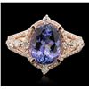 Image 4 : 14KT Rose Gold 4.48ct Tanzanite and Diamond Ring