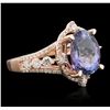 Image 5 : 14KT Rose Gold 4.48ct Tanzanite and Diamond Ring