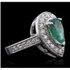 Image 5 : 14KT White Gold 2.12ct Emerald and Diamond Ring