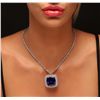 Image 1 : 18KT White Gold 68.80ct GIA Certified Tanzanite and Diamond Pendant With Chain