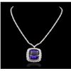 Image 4 : 18KT White Gold 68.80ct GIA Certified Tanzanite and Diamond Pendant With Chain